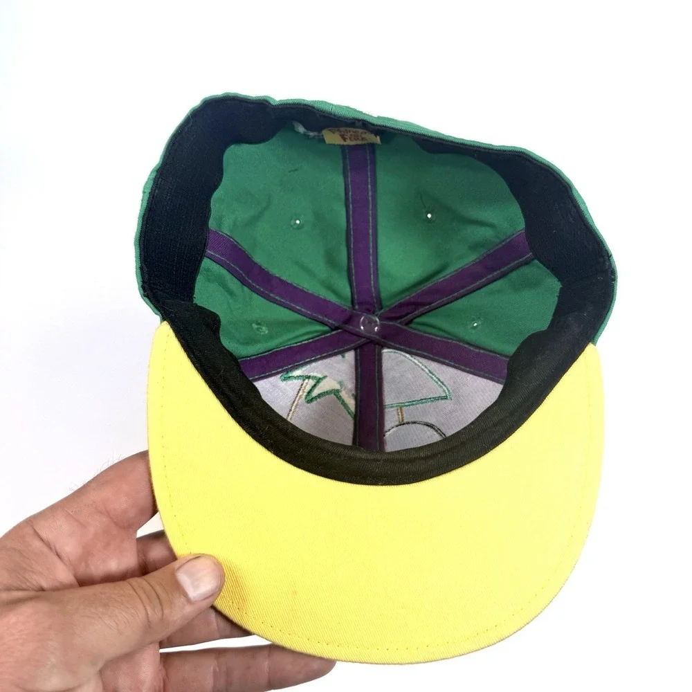 Disney Phineas and Ferb Ferb Hat Felt Face Fitted Cap Green Purple Youth